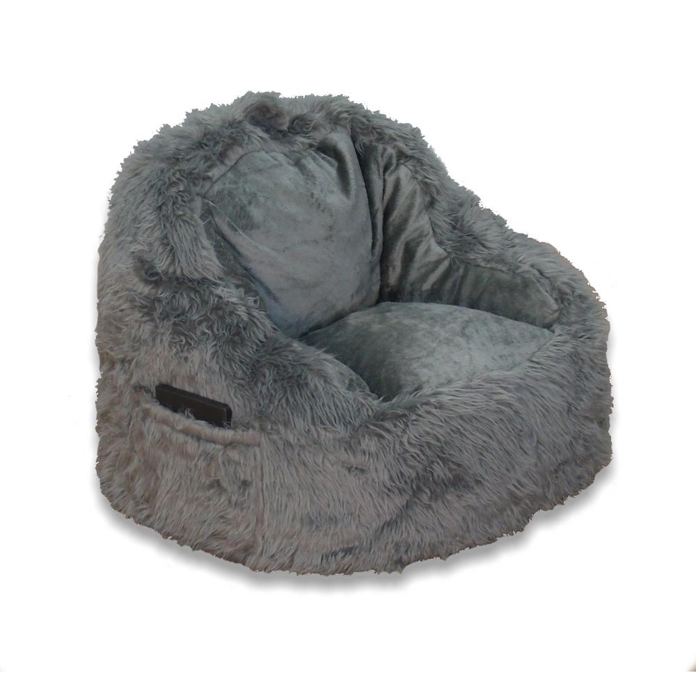 grey fur bag