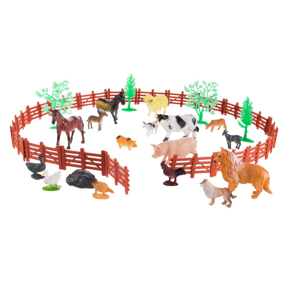 Hey Play Toy Farm Animal And Barnyard Accessories Set Hw3300058