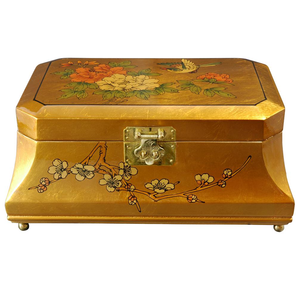 Oriental Furniture Adorlee Lacquer Jewelry Box In Gold Lcq 326 Oriental Furniture Adorlee Lacquer Jewelry Box In Gold