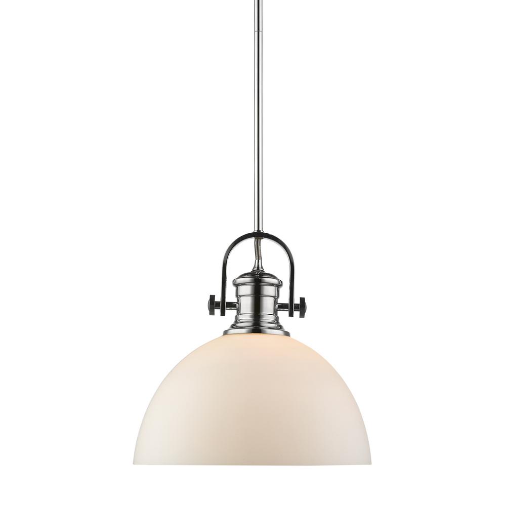 Golden Lighting Hines 1 Light Chrome And Opal Gl Pendant 3118 L Golden Lighting Hines 1 Light Chrome And Opal Gl Pendant