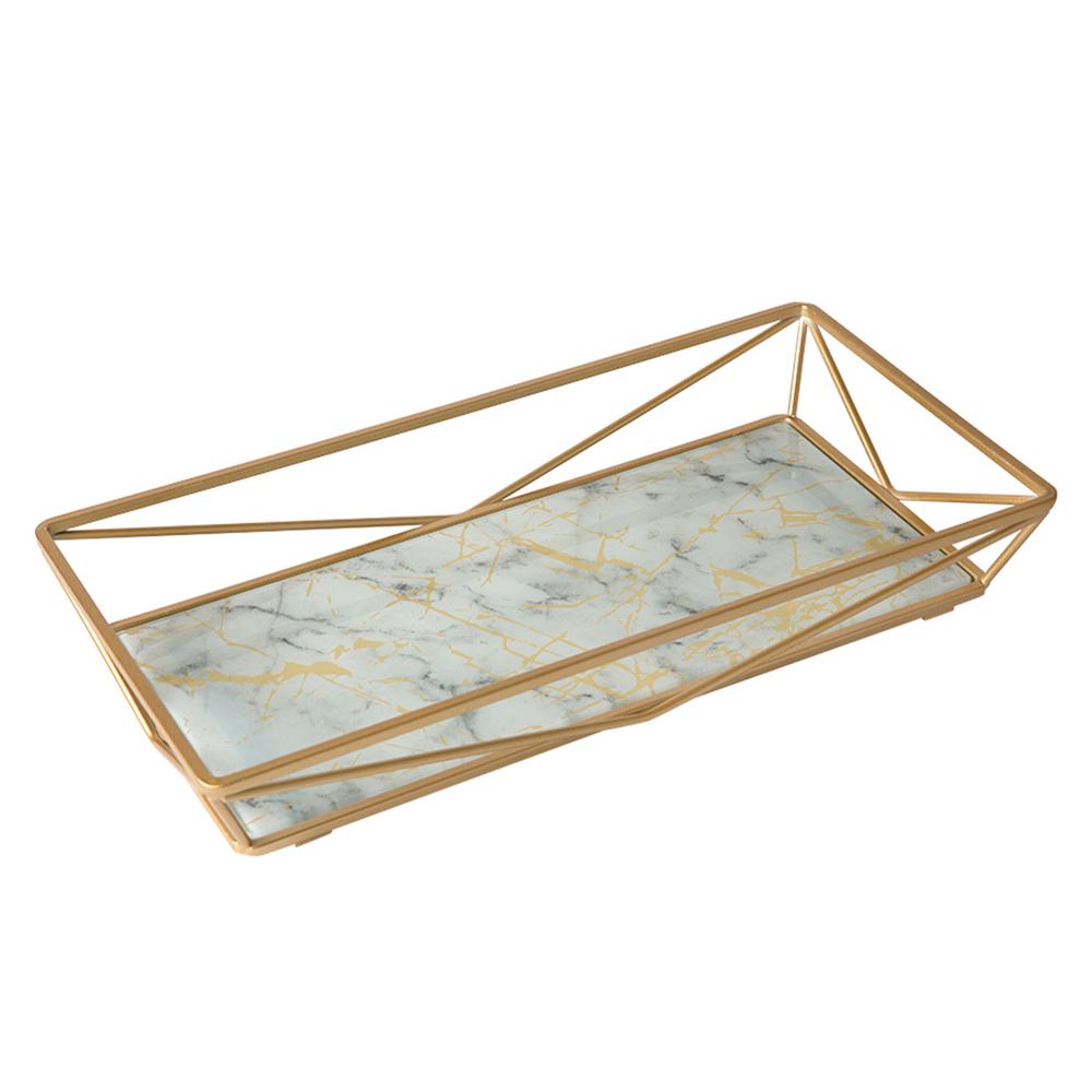 Home Details Marble Agate Design Geometric Vanity Tray In Gold 26534 Sgold The Home Depot