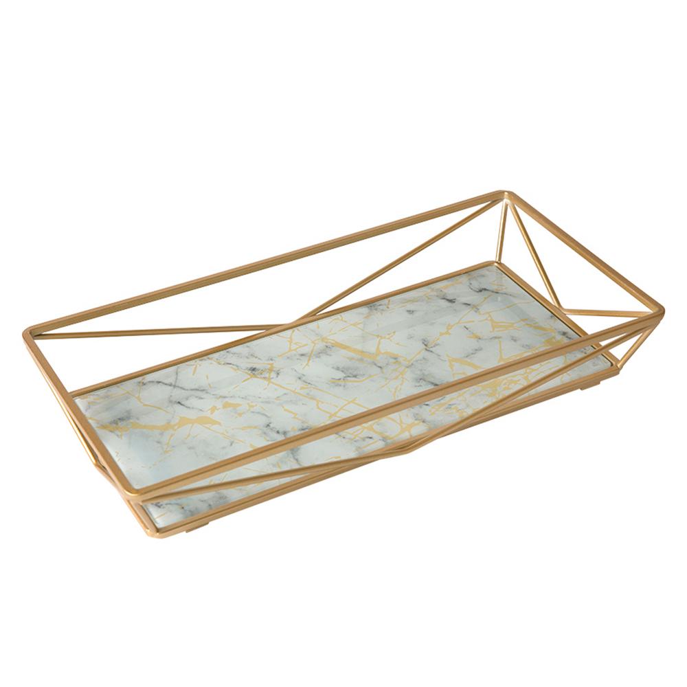 Home Details Marble Agate Design Geometric Vanity Tray in Gold26534