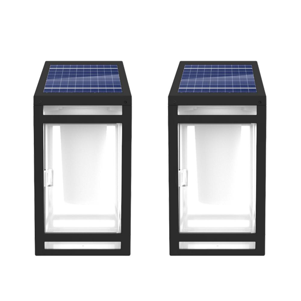 TECHKO Black Solar LED Outdoor Wall Lantern Sconce (2-Pack)-STL-203 ...