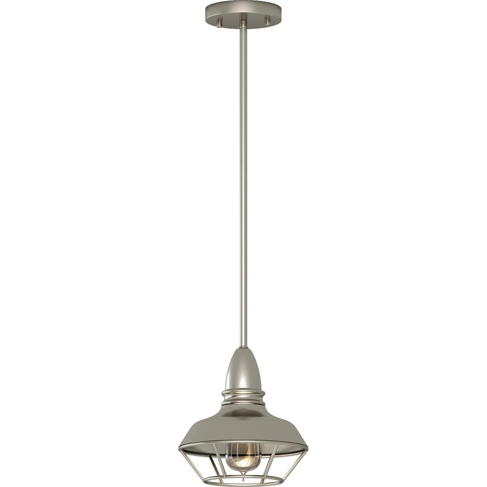 Volume Lighting 1 Light Indoor Brushed Nickel Mini Downrod Pendant With Caged Inverted Bowl Volume Lighting 1 Light Indoor Brushed Nickel Mini Downrod Pendant With Caged Inverted Bowl