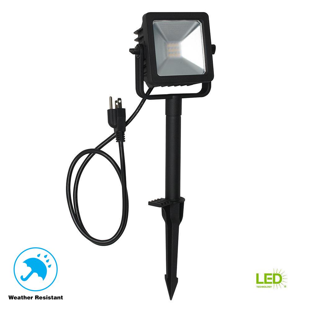 Line Voltage Landscape Lighting Outdoor The Home Depot Line Voltage Black Outdoor Integrated Led Landscape Flood Light