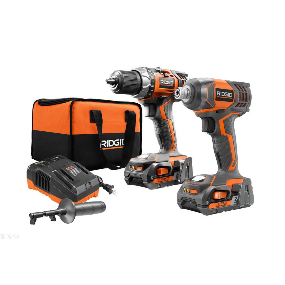 RIDGID 18-Volt Lithium-Ion Cordless Brushless Drill//Driver and Impact Driver