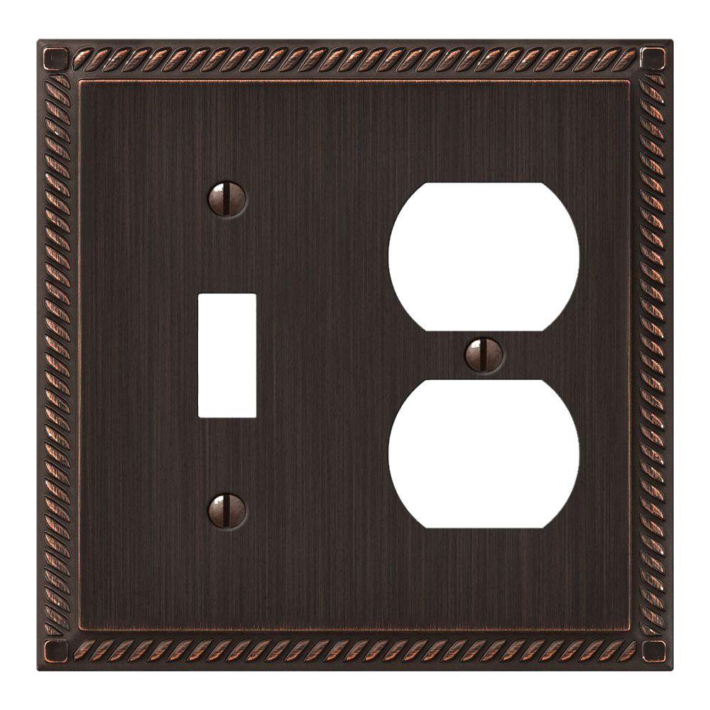 Amerelle 1Toggle 1 Duplex Wall Plate Aged Bronze54TDAZ
