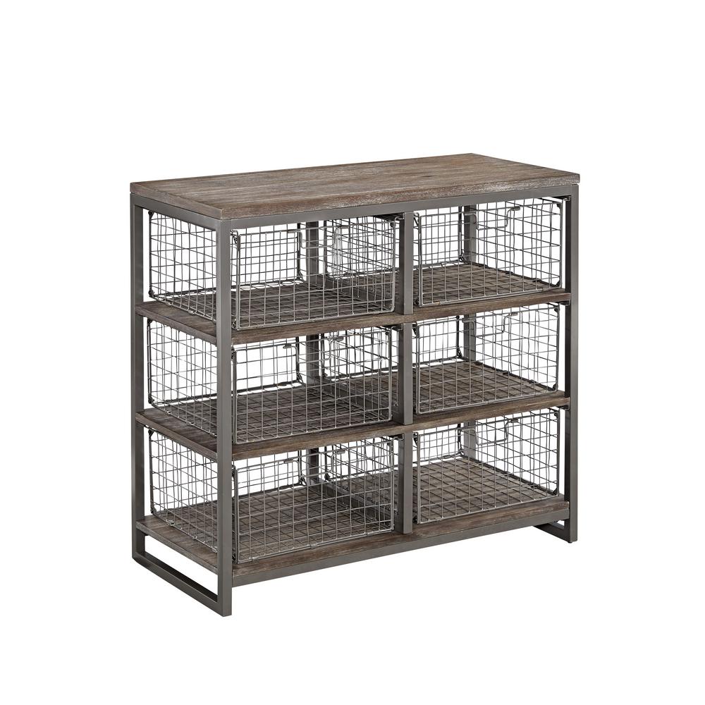 Homestyles Barnside Metro 6 Drawer Driftwood Basket Chest Of