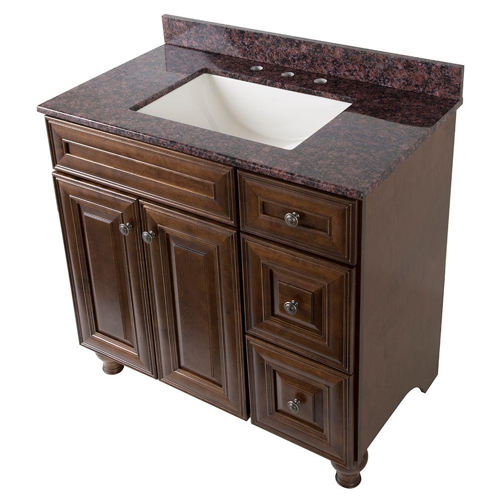 Home Decorators Collection Templin 37 in. Vanity in Coffee with Stone