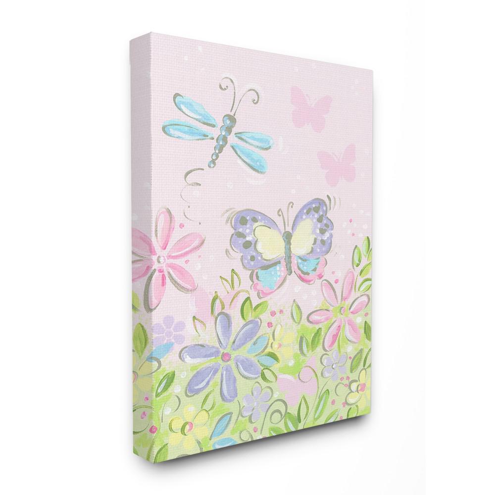 30 In X 40 Pastel Erfly And Dragonfly By Reesa Qualia Printed Canvas Wall Art