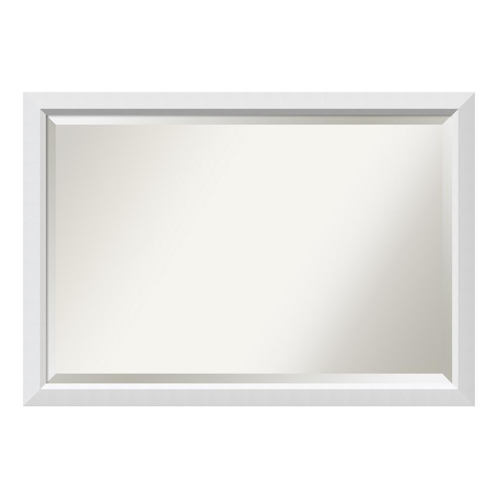 Mirrors Home Decor The Depot Blanco White Wood 39 In W X 27in H Single Contemporary Bathroom Vanity Mirror