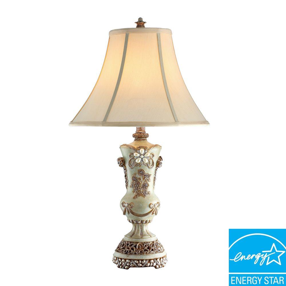 Ore International 28 In H White Vintage Rose Table Lamp K 4203t H White Vintage Rose Table Lamp