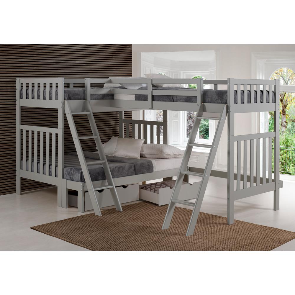 Alaterre Furniture Aurora Dove Gray Twin Over Full Bunk Bed With