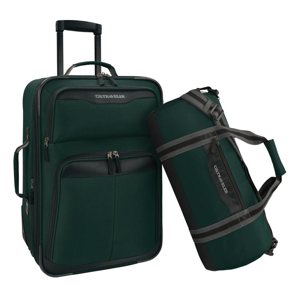 U S Traveler 2 Piece Carry On Rolling Upright And Duffel Bag U S Traveler 2 Piece Carry On Rolling Upright And Duffel Bag Luggage Set Forest Us08064e The Home Depot