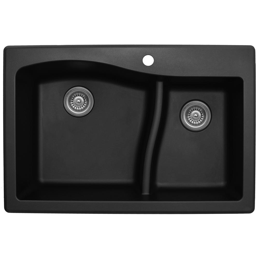 Thermocast Cambridge DropIn Acrylic 33 in. 2Hole Double Bowl Kitchen