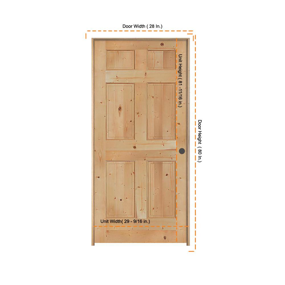 Jeld Wen 28 In X 80 In Knotty Pine Unfinished Left Hand 6 Panel