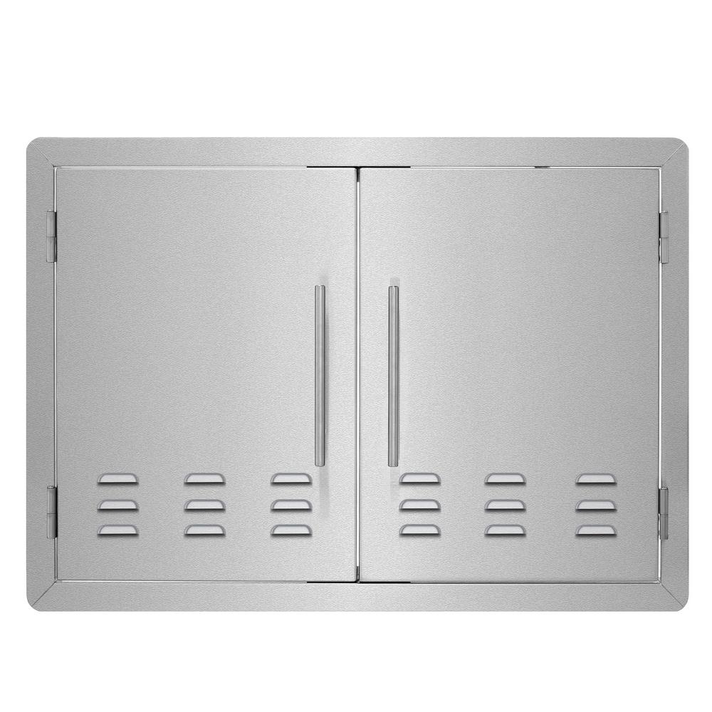 Karpevta Outdoor Kitchen Doors 30 W X 21 H BBQ Double Access Door Stainless Steel Wall Construction Vertical Door for Outdoor Kitchen Grilling Station or Commercial BBQ Island