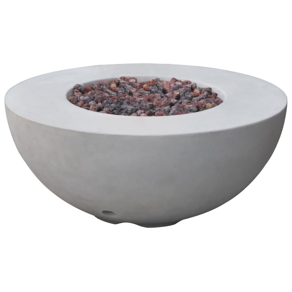 Modeno Roca 34 in. x 34 in. Grey Round Concrete Propane Fire Pit Table with Electronic Ignition