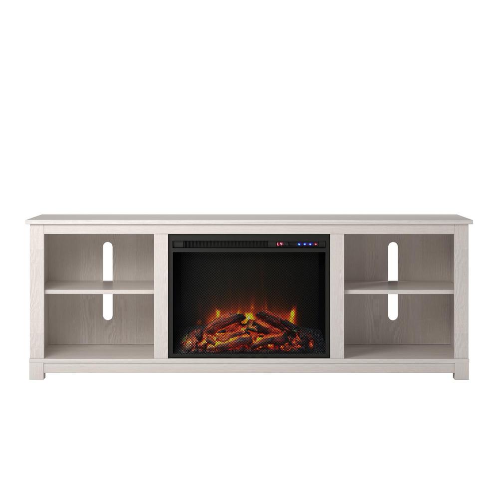 Ameriwood Domingo Ivory Pine 60 in. TV Console with Fireplace HD75242