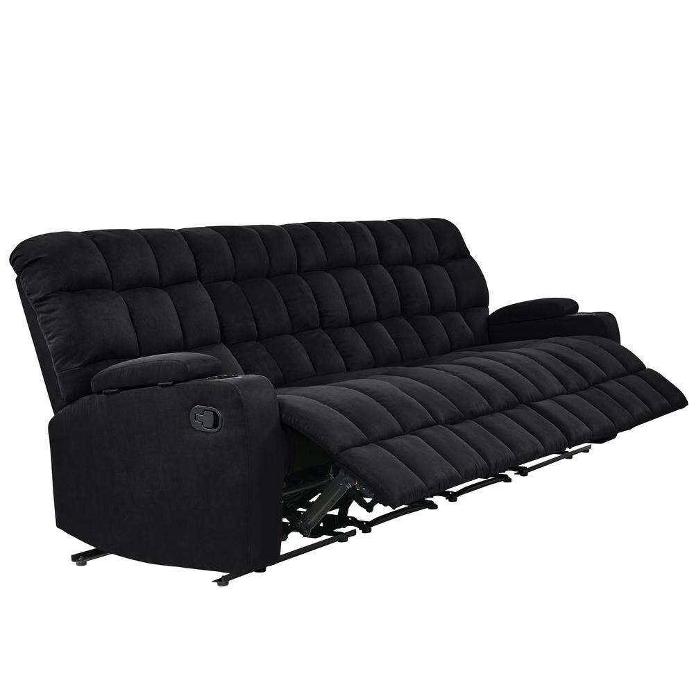 Prolounger 4 Seat Black Microfiber Wall Hugger Storage Reclining