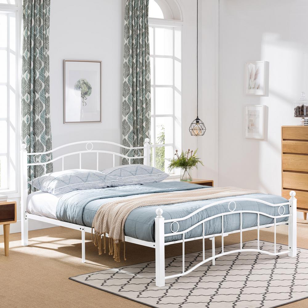 Reviews For Noble House Bouvardia Contemporary Modern Queen Size White Iron Bed Frame 54315 The Home Depot