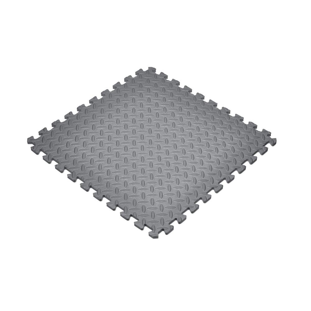 TrafficMaster Gray 24 in. x 24 in. x 0.47 Foam Interlocking Gym/Grage Flooring (24 sq. ft.) (6-Pack)