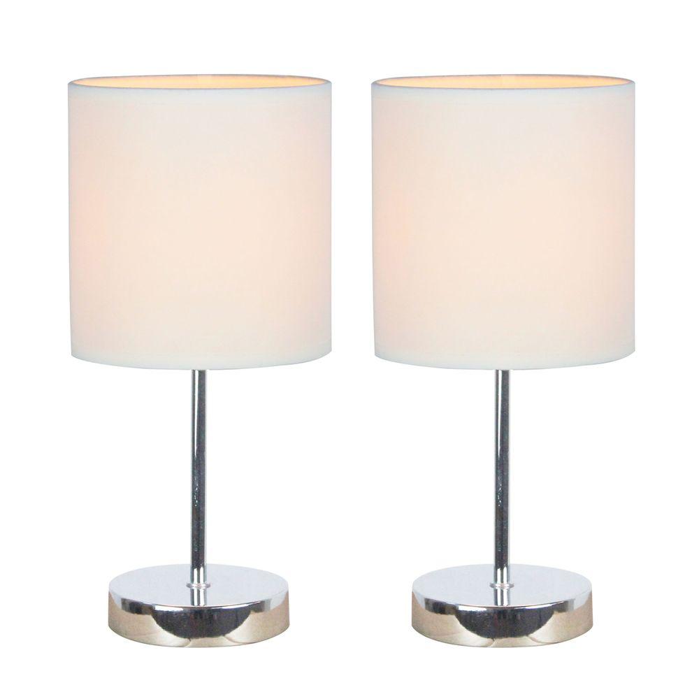 Eglo Troy 3 18 1 8 In Matte Nickel Table Lamp 20172a The Home Depot Chrome Mini Basic Table Lamps With White Fabric Shades 2 Pack