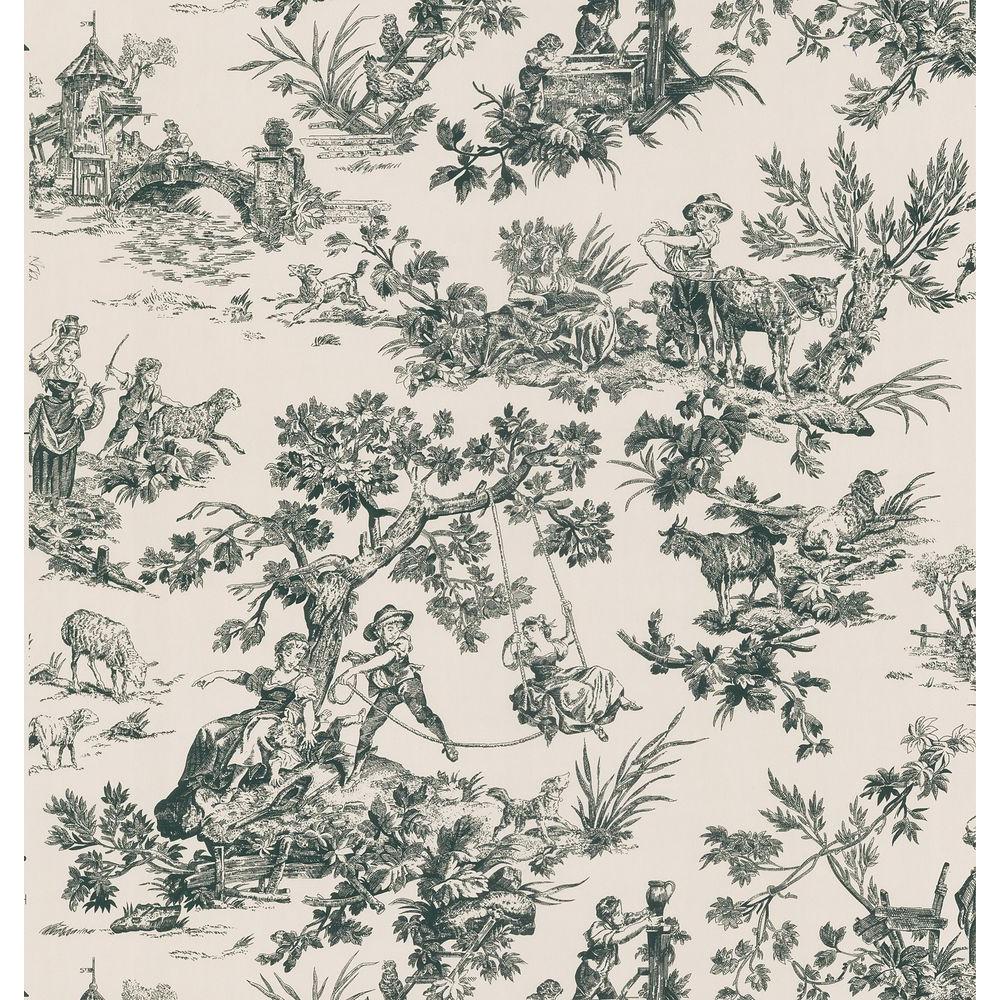 Brewster Bath Bath Bath III Cream Toile Wallpaper Sample14945700SAM
