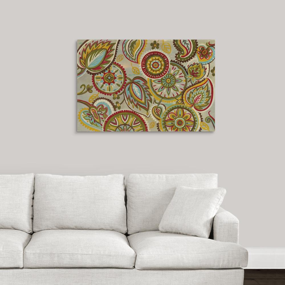 36 In X 24 Elegant Mandalas Dark Green By Silvia Vassileva Canvas Wall Art