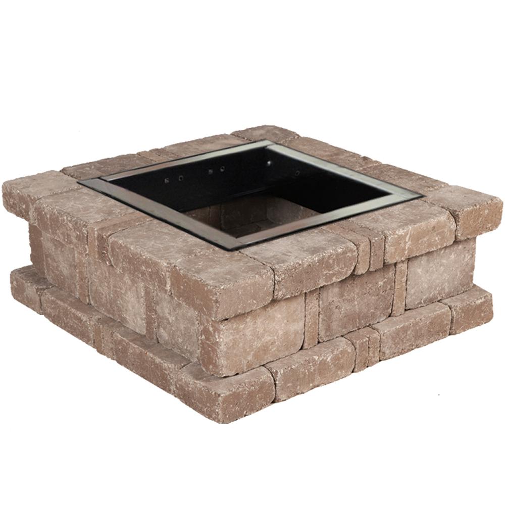 Pavestone Rumblestone 38 5 In X 14 In Square Concrete Fire Pit Kit No 1 In Cafe Rsk50369 The Home Depot