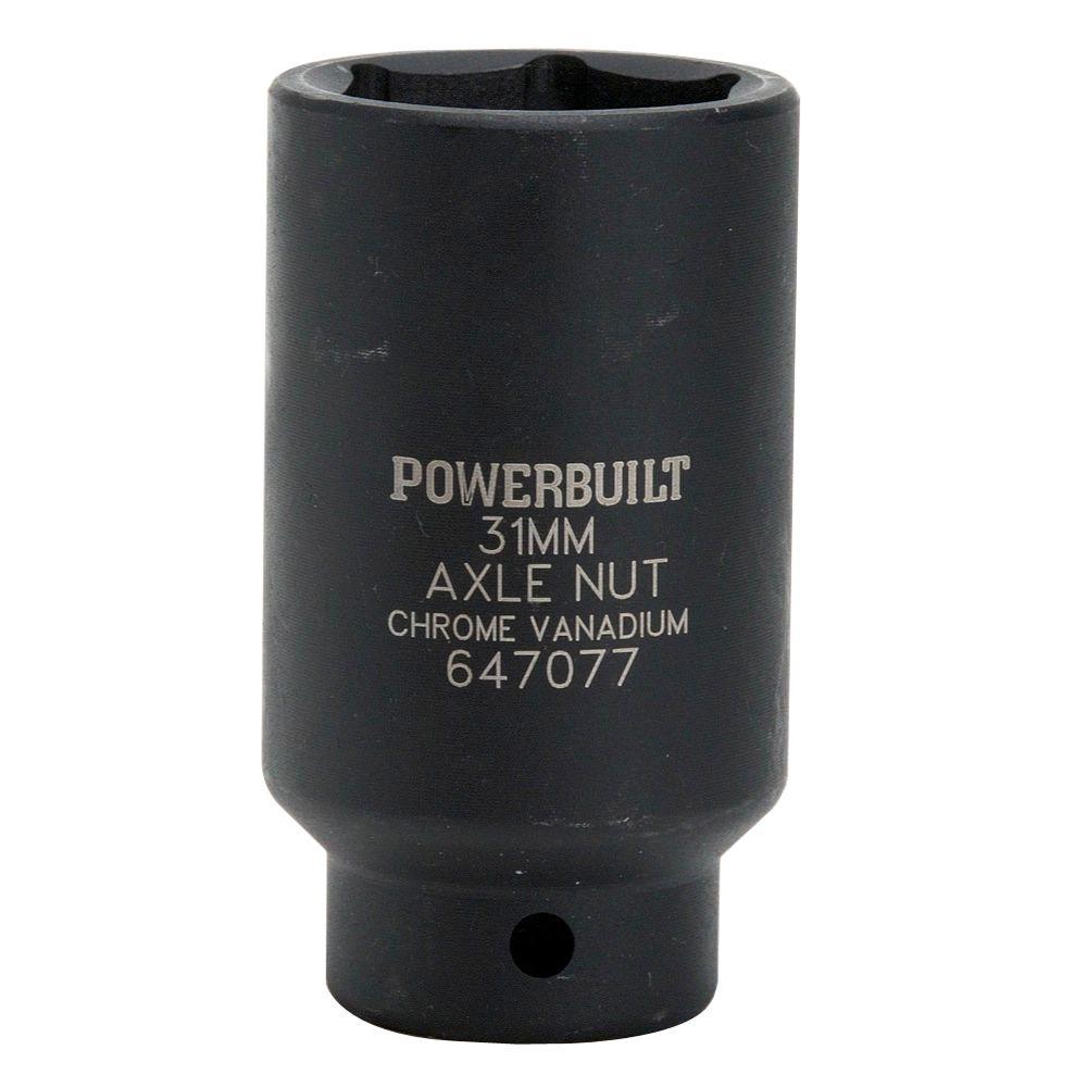 Powerbuilt 1/2 Inch Drive x 31 MM 6 Point Axle Nut Socket - 647077