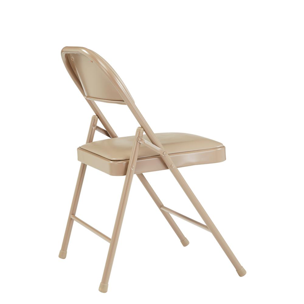 National Public Seating Beige Vinyl Padded Seat Stackable Folding Chair Set Of 4 951 The Home Depot