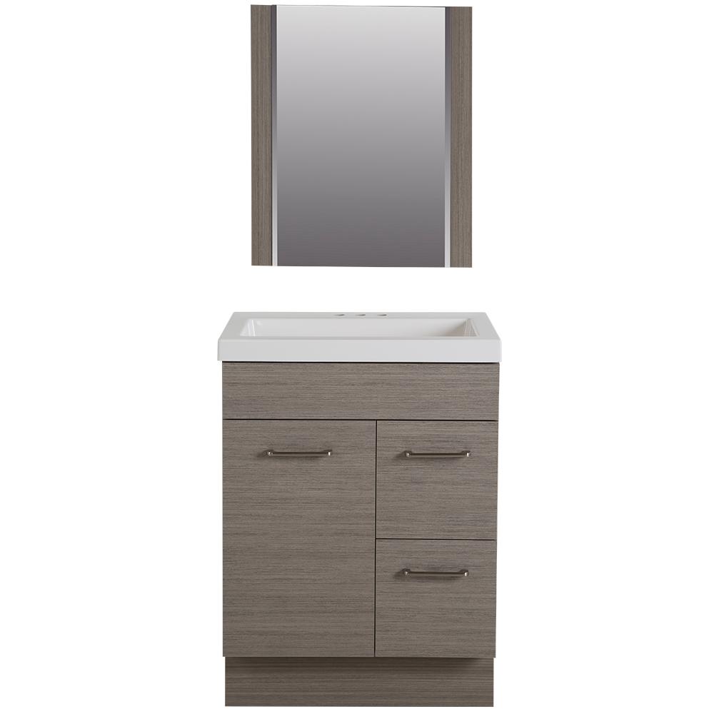 Glacier Bay Jayli 24 5 In W Vanity In Haze With Cultured Marble Vanity Top In White With White Sink And Mirror Ja24p3 He The Home Depot