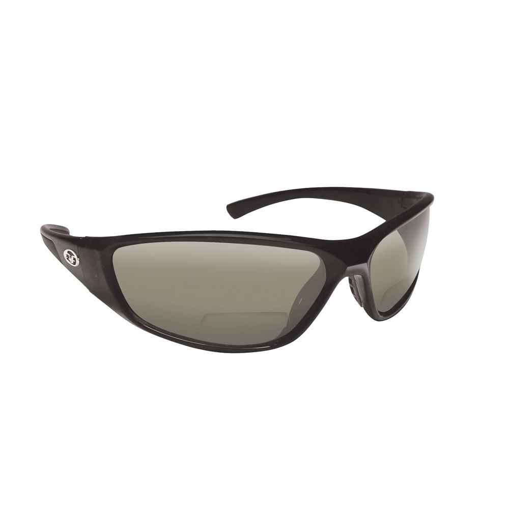 Flying Fisherman Falcon Polarized Sunglasses Black Frame With Smoke Lens Bifocal Reader 250