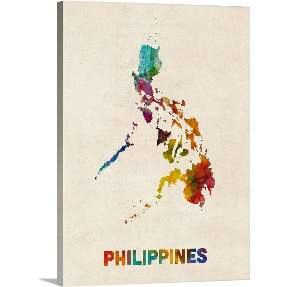 Philippines Watercolor Map By Michael Tompsett Canvas Wall Art