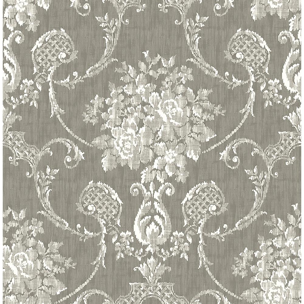 A-Street Winsome Grey Floral Damask Wallpaper-2702-22749 ...