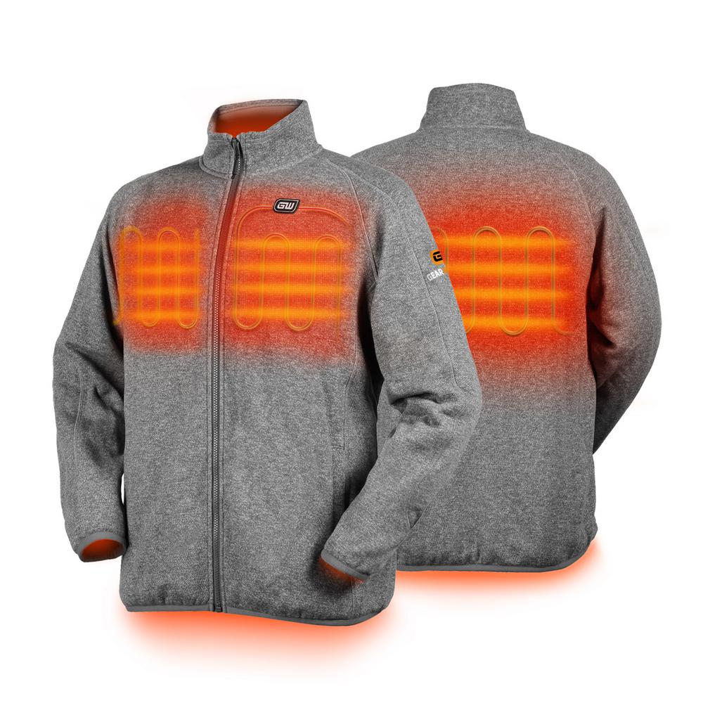 GEARWRENCH Men's Large Gray 7.4Volt LithiumIon Heated Fleece Jacket with One 5.2 Ah Battery