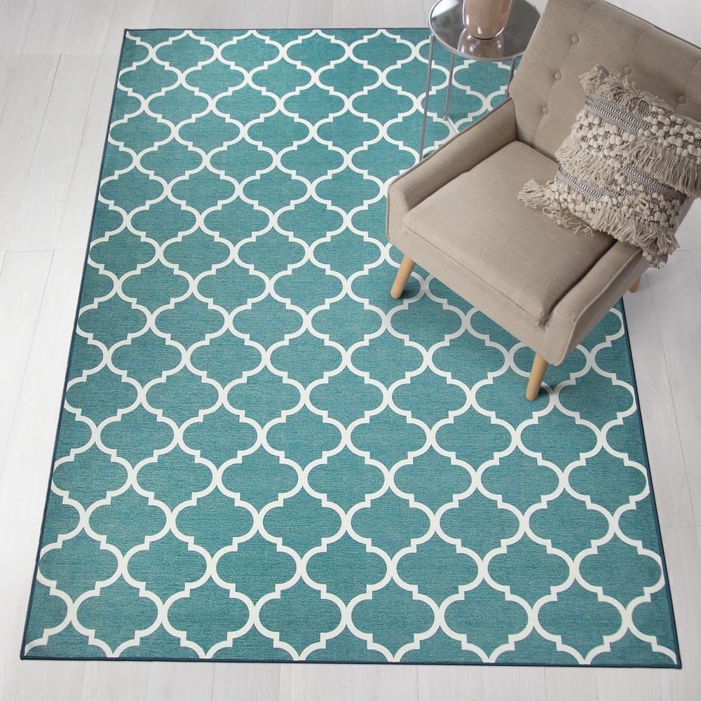 Ruggable Washable Moroccan Trellis Teal 5 Ft X 7 Stain Resistant Area Rug Ruggable Washable Moroccan Trellis Teal 5 Ft X 7 Stain Resistant Area Rug