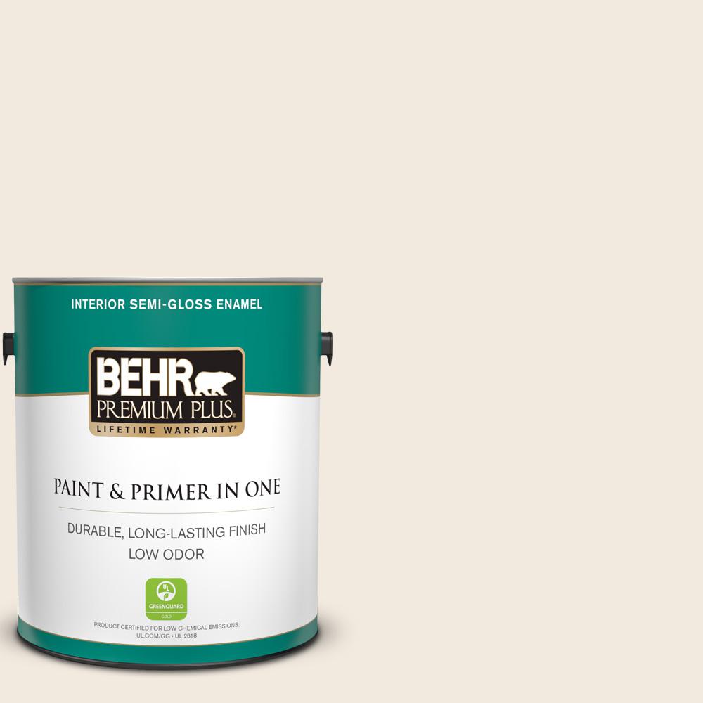Behr Premium Plus 1 Gal W B 710 Almond Cream Semi Gloss Enamel Low W B 710 Almond Cream Semi Gloss Enamel