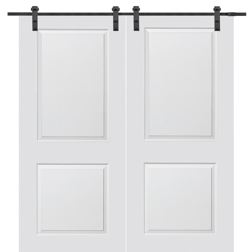 MMI Door 72 in. x 80 in. Primed Molded MDF Carrara Sliding Barn Door