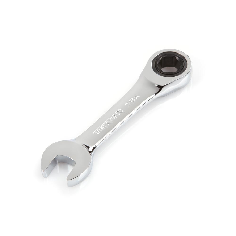 TEKTON 7/16 in. Stubby Ratcheting Combination WrenchWRN50009 The