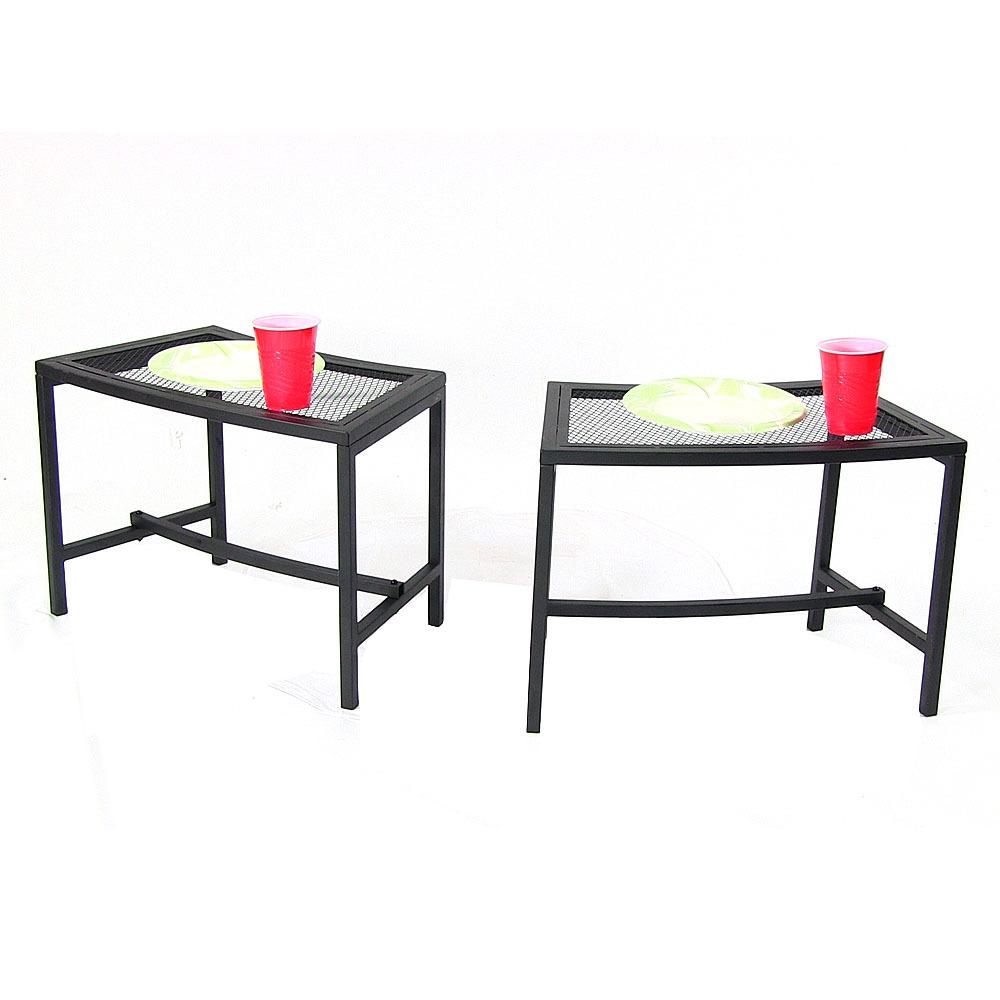 Sunnydaze Decor Black Mesh Metal Patio Side Table 2 Tables Bmt101 2pk M The Home Depot