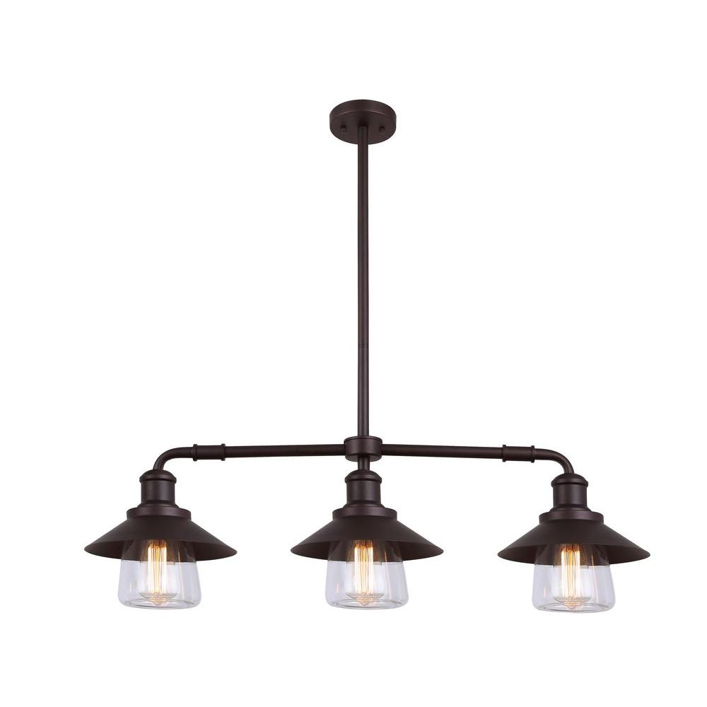 canarm indi 3-light bronze pendant with clear glass-ipl521a03orb