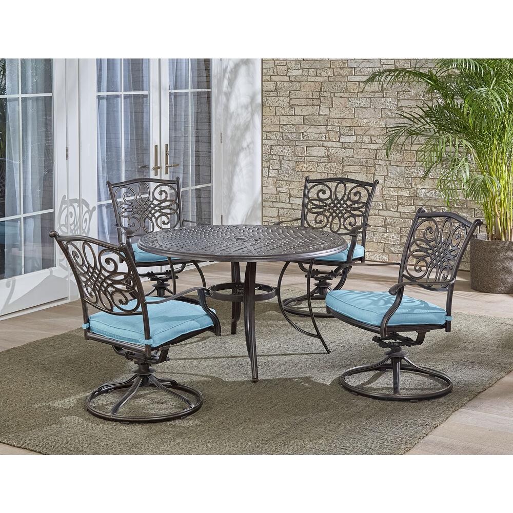 Hanover Traditions 5Piece Aluminum Outdoor Round Patio Dining Set with