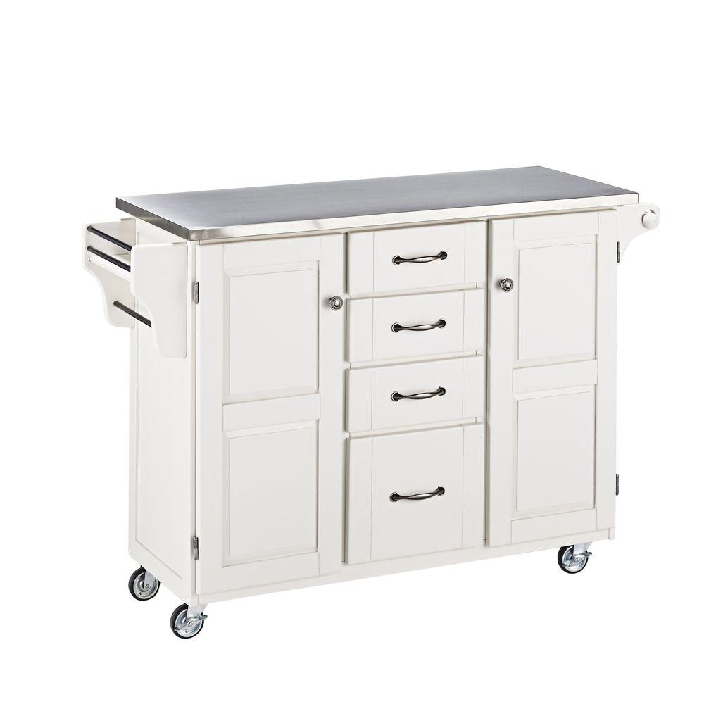 HOMESTYLES Savannah White Kitchen Cart with Stainless Top521995 The