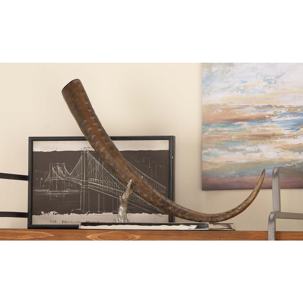 Horn Decorative Accessories 100 in x 100 in Decorative Horn Sculpture in Distressed Aluminium 84 Horn Decorative Accessories 100 in x 100 in Decorative Horn Sculpture in Distressed Aluminium 84