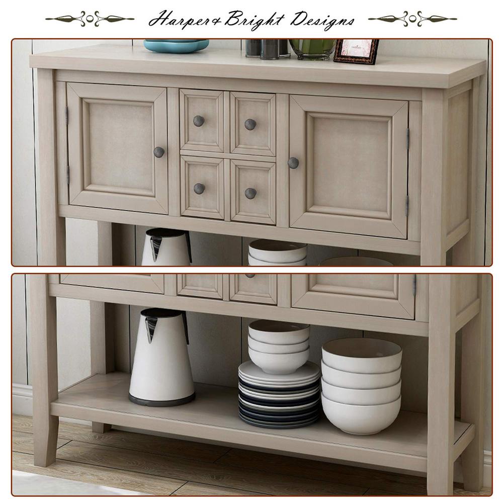 Harper Bright Designs Buffet Cabinet Kitchen Storage Buffet And Sideboard Table Console Tables With Four Storage Drawers Two Cabinets And Bottom Antique Blue Kitchen Dining Room Furniture Home Kitchen