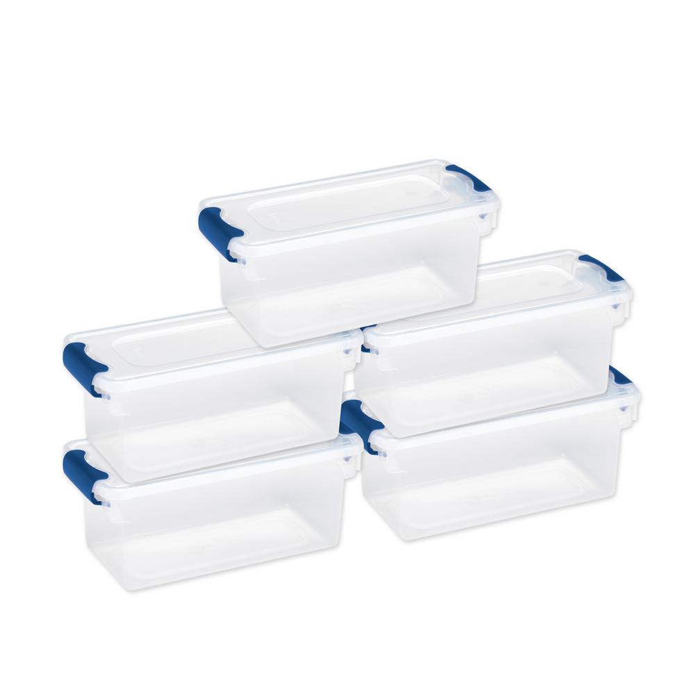 Homz 7.5qt Latching Plastic Storage Container  Clear/Blue  Set of 5