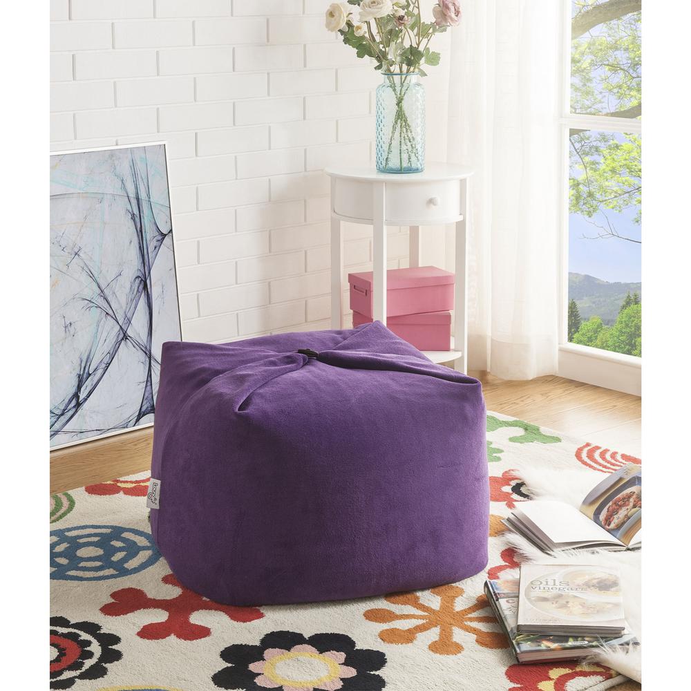 Loungie Magic Pouf Purple Microplush Bean Bag Chair Convertible