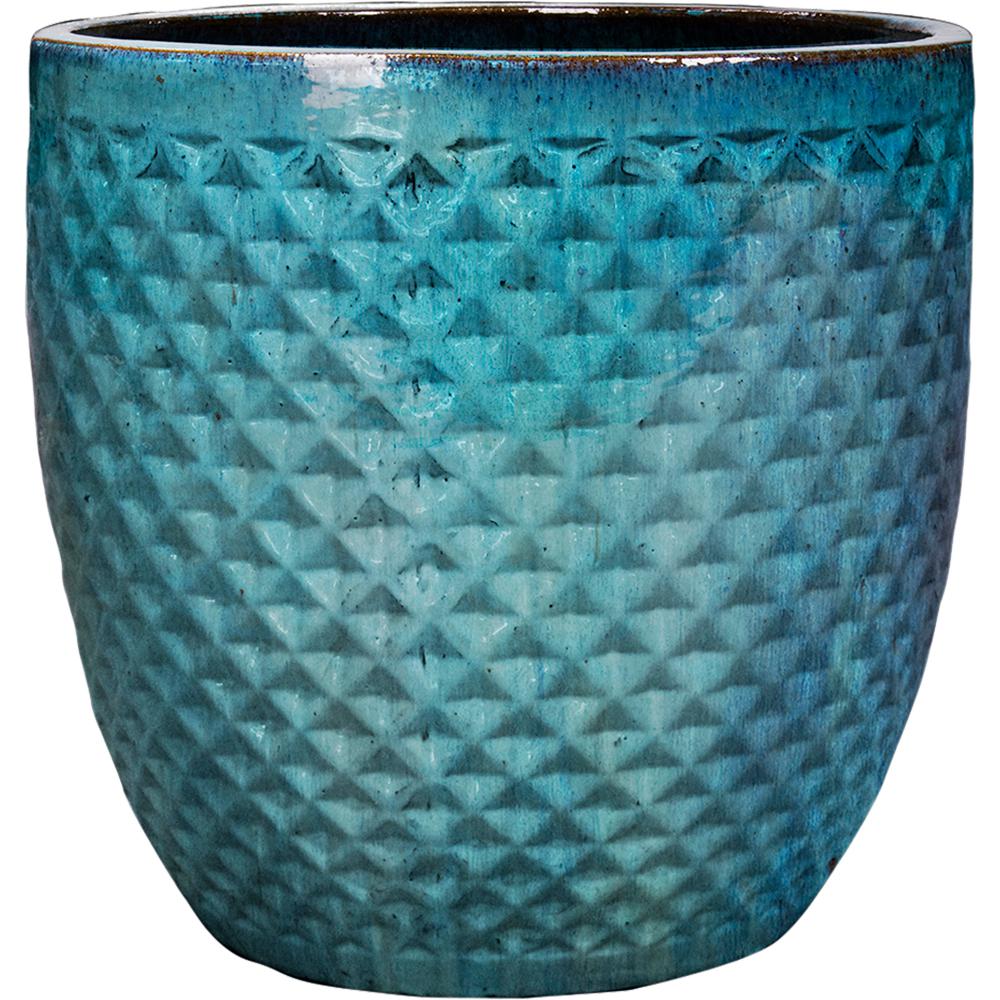 Unbranded 20 in. Turquoise Ceramic Hexham Garden Planter-VPX4-21C-TQ ...